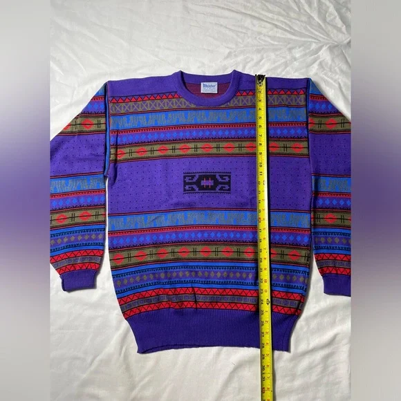 Vintage Meister hagemeister wool acrylic Mulitcolored abstract sweater size XL - Picture 3 of 7